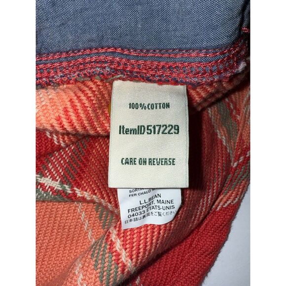 LL Bean Womens 1912 Overshirt Plaid Shacket Heavy Shirt Jacket Coral XL Petite - Picture 16 of 16